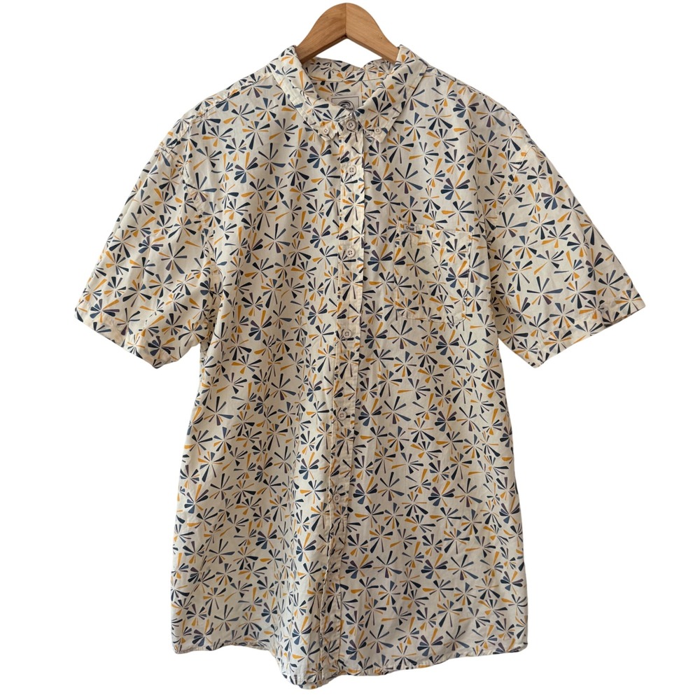 O'Neill Mens XL Standard Fit Short Sleeve Geometric Starburst Button Down Shirt